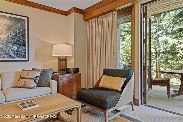 interior space featuring a wealth of natural light and ornamental molding