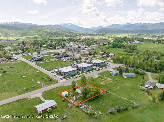 aerial view featuring a mountain view