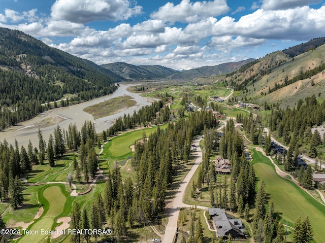 aerial view with a mountain view