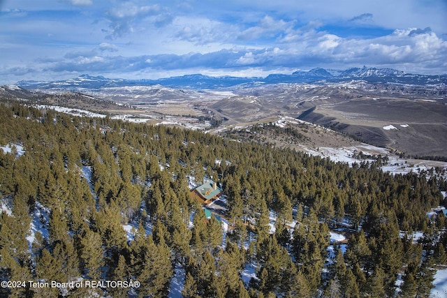 bird's eye view with a mountain view