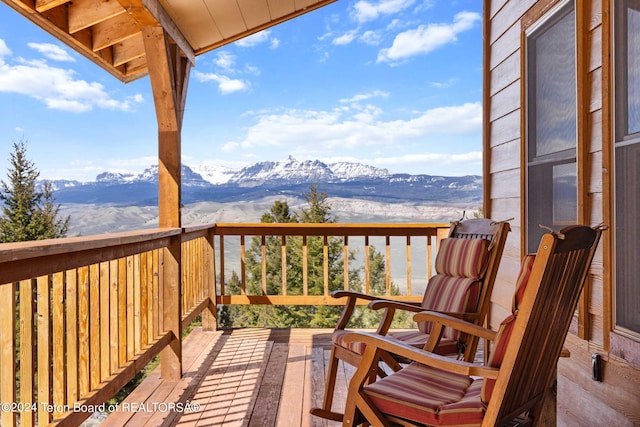 deck featuring a mountain view