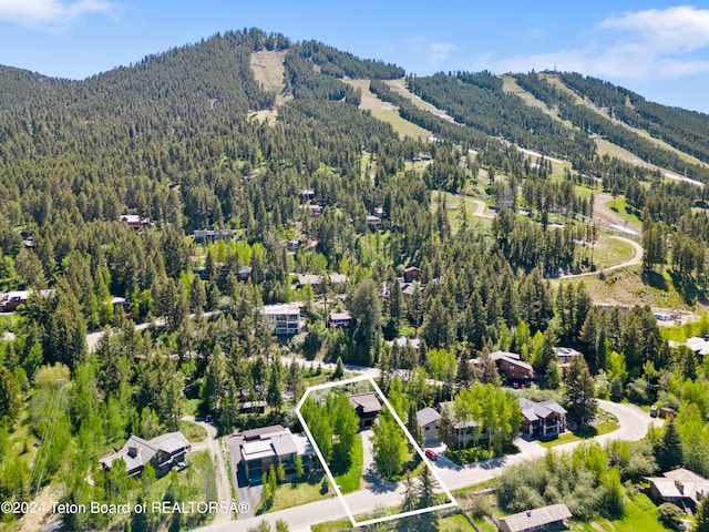 birds eye view of property with a mountain view