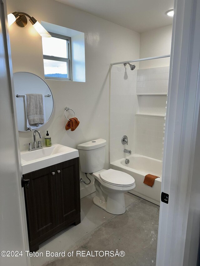 1845 S 5000 W, Driggs, ID 83422 - full bath featuring vanity, toilet, concrete flooring, and shower / bath combination