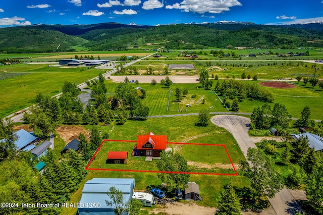 aerial view with a mountain view