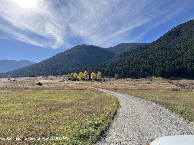 view of mountain feature featuring a rural view