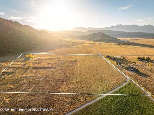 drone / aerial view with a rural view and a mountain view