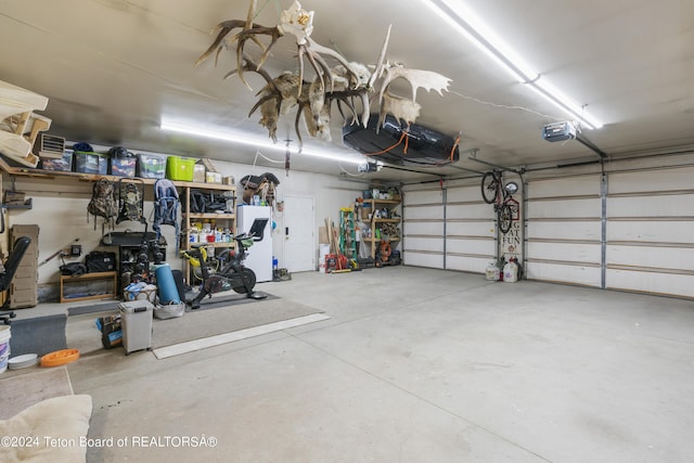 garage with a garage door opener