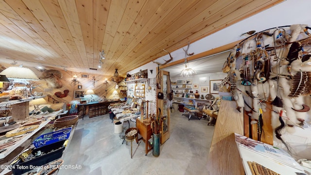 1404 Warm Springs Dr, Dubois, WY 82513 - living area with concrete floors and wooden ceiling