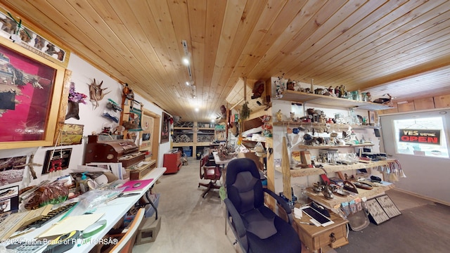 1404 Warm Springs Dr, Dubois, WY 82513 - misc room with wooden ceiling and concrete floors