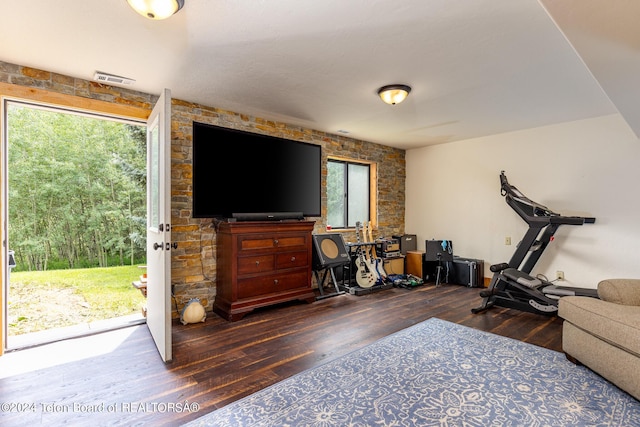 interior space featuring dark hardwood / wood-style floors and a wealth of natural light