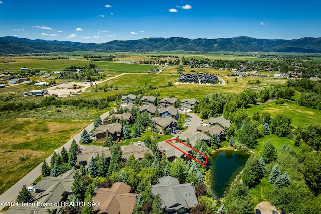 drone / aerial view with a mountain view