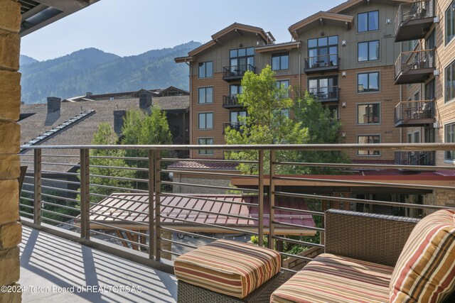 balcony with a mountain view