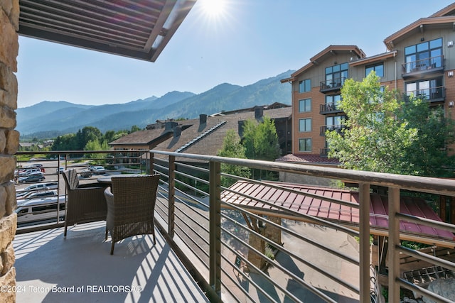 balcony with a mountain view