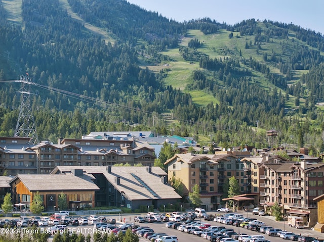 drone / aerial view with a mountain view