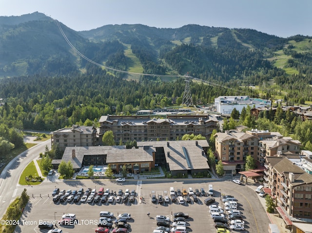 drone / aerial view with a mountain view