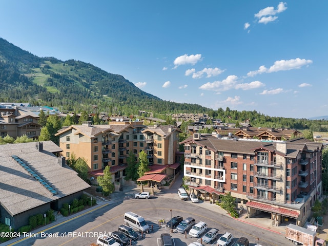 bird's eye view with a mountain view