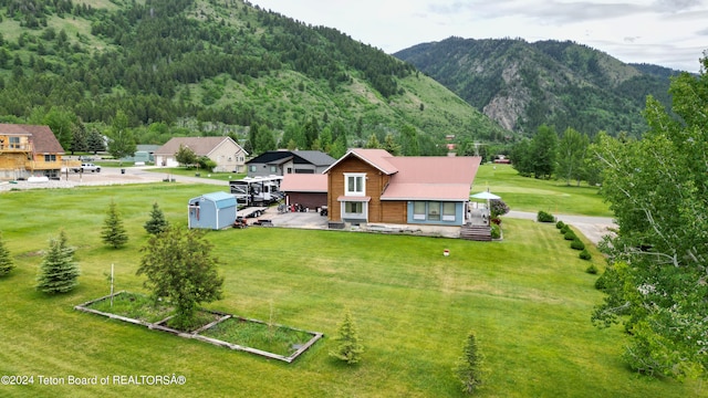 aerial view with a mountain view