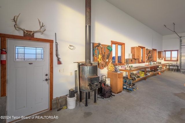 78 E Fork Big Sandy, Boulder, WY 82923 - garage with a wood stove