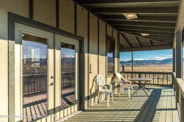 78 E Fork Big Sandy, Boulder, WY 82923 - wooden terrace with a mountain view and french doors