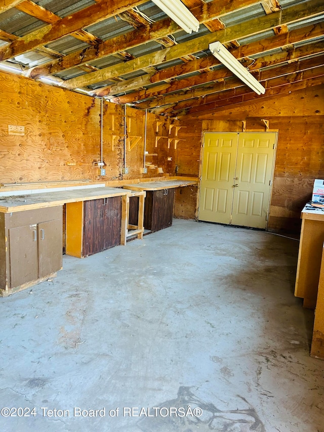 basement featuring a workshop area