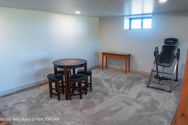 view of carpeted dining room