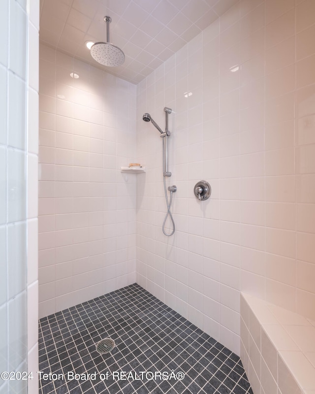 bathroom with a tile shower