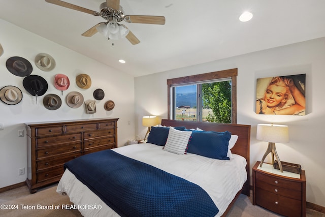 bedroom featuring carpet and ceiling fan