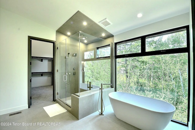 bathroom with plus walk in shower