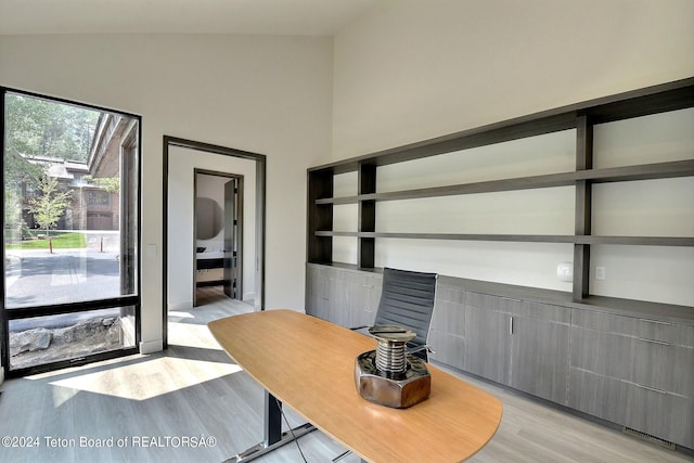 6 Blackfoot Trl, Victor, ID 83455 - office with a high ceiling and light wood finished floors