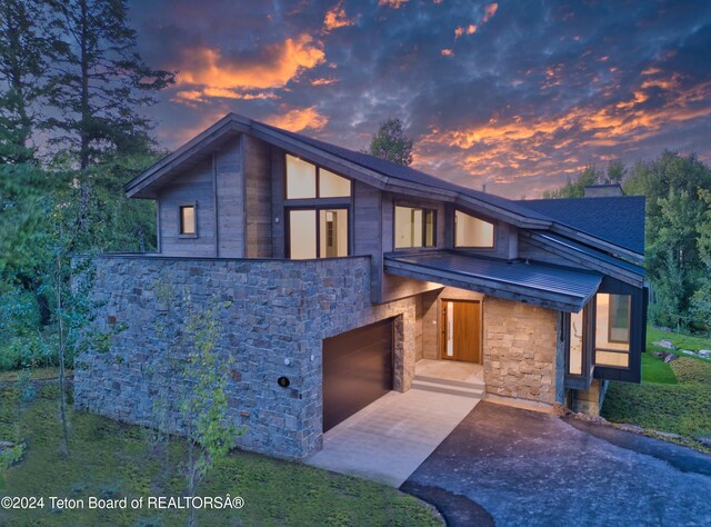 view of front of house with a garage