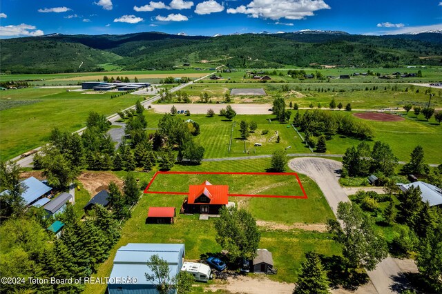 drone / aerial view with a mountain view