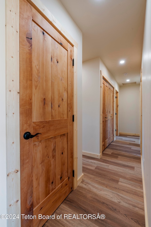 hallway featuring wood-type flooring