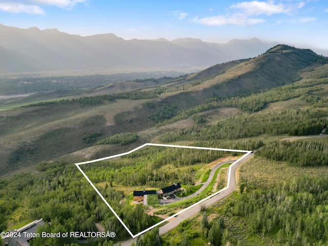 2680 Trader Rd, Jackson, WY 83001 - aerial view with a mountain view and a wooded view