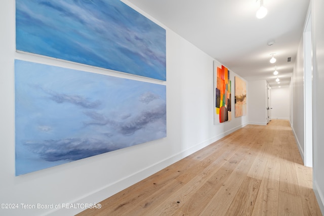 hall featuring light hardwood / wood-style flooring