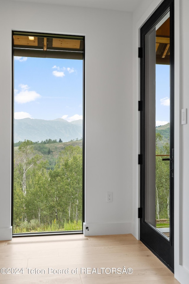 2680 Trader Rd, Jackson, WY 83001 - doorway with a mountain view and wood finished floors
