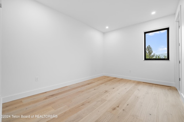 spare room featuring light hardwood / wood-style floors