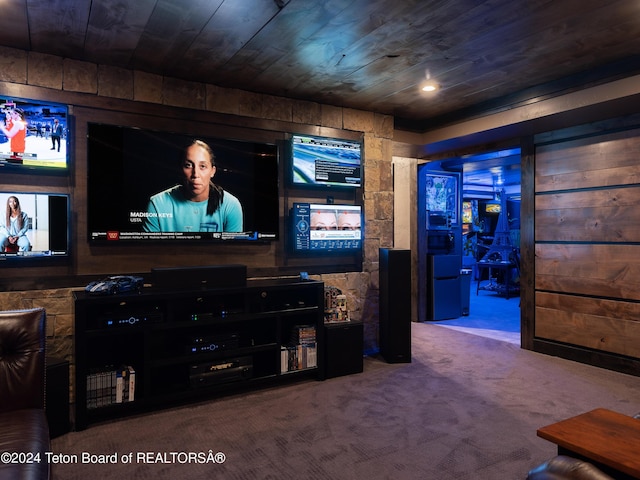 view of carpeted home theater