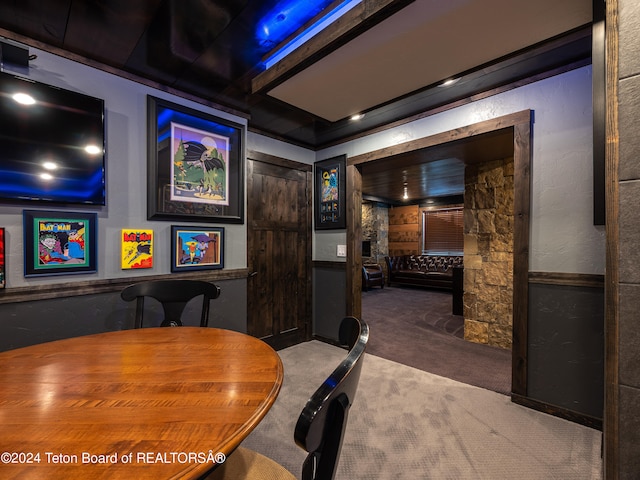 view of carpeted dining room