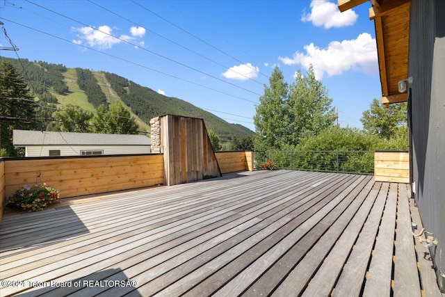 deck with a mountain view