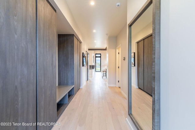 hall featuring light hardwood / wood-style flooring