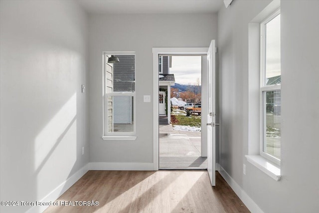 doorway featuring light hardwood / wood-style flooring