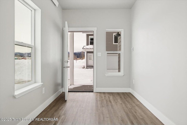 interior space with a healthy amount of sunlight and light hardwood / wood-style flooring