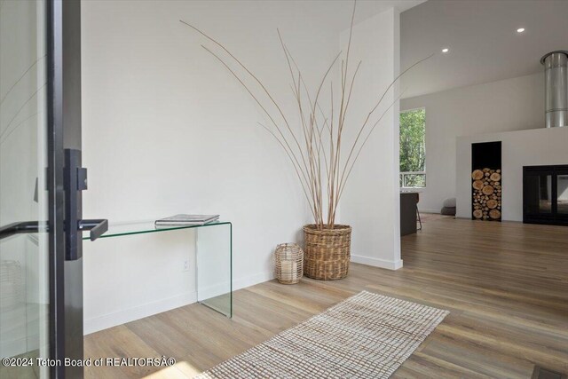 interior space with hardwood / wood-style floors