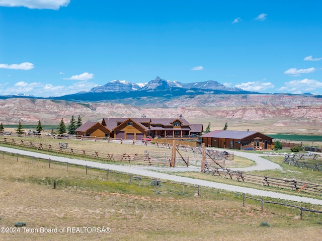 property view of mountains featuring a rural view