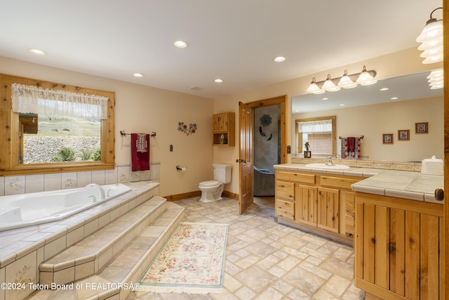 14 Table Top Dr, Dubois, WY 82513 - full bathroom featuring vanity, recessed lighting, a garden tub, baseboards, and toilet