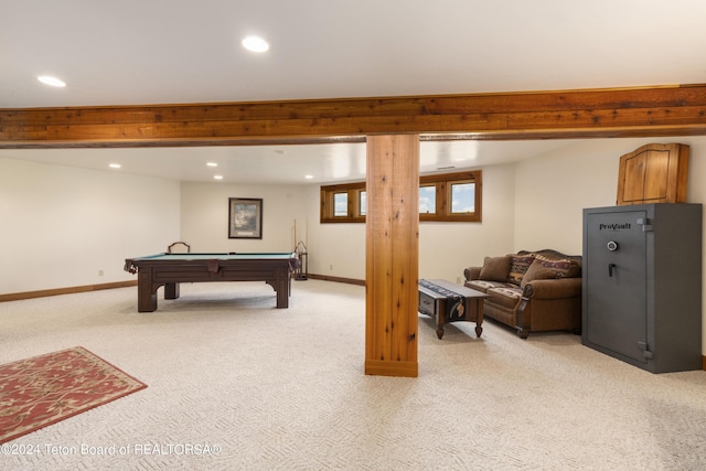 14 Table Top Dr, Dubois, WY 82513 - playroom featuring light carpet, recessed lighting, billiards, and baseboards