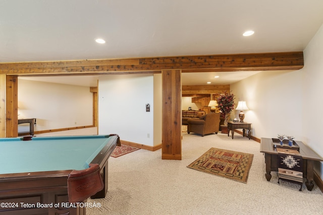 14 Table Top Dr, Dubois, WY 82513 - game room featuring carpet, recessed lighting, billiards table, and baseboards