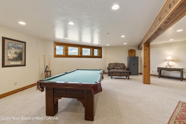 14 Table Top Dr, Dubois, WY 82513 - recreation room with light colored carpet, recessed lighting, baseboards, and pool table