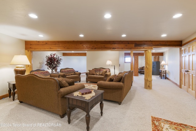 14 Table Top Dr, Dubois, WY 82513 - living room with recessed lighting, light carpet, and baseboards