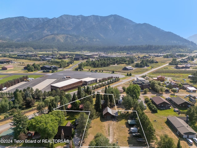 aerial view with a mountain view